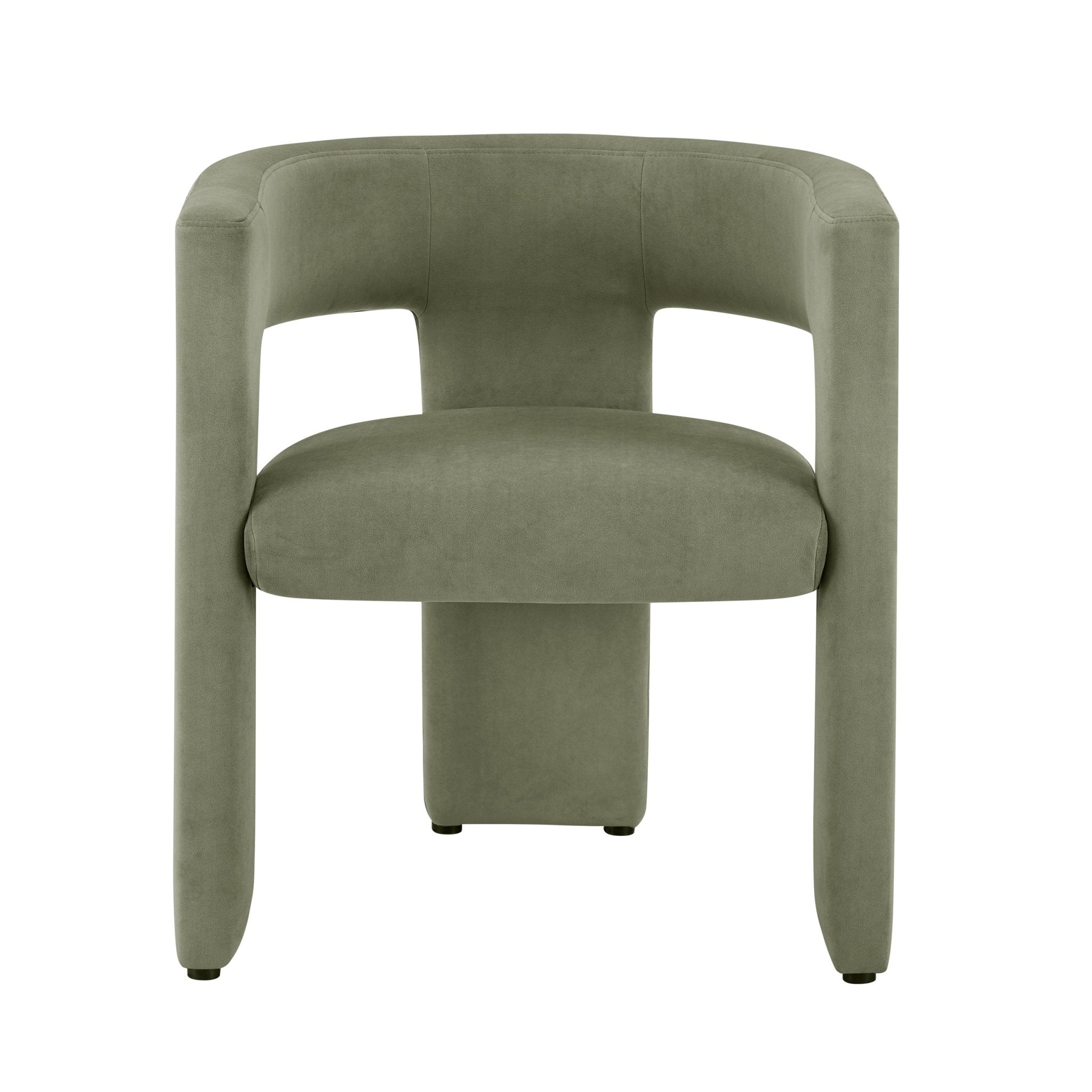 Chaise de salle à manger contemporaine en tissu vert sauge au design incurvé