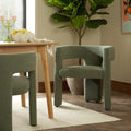 Chaise de salle à manger contemporaine en tissu vert sauge au design incurvé
