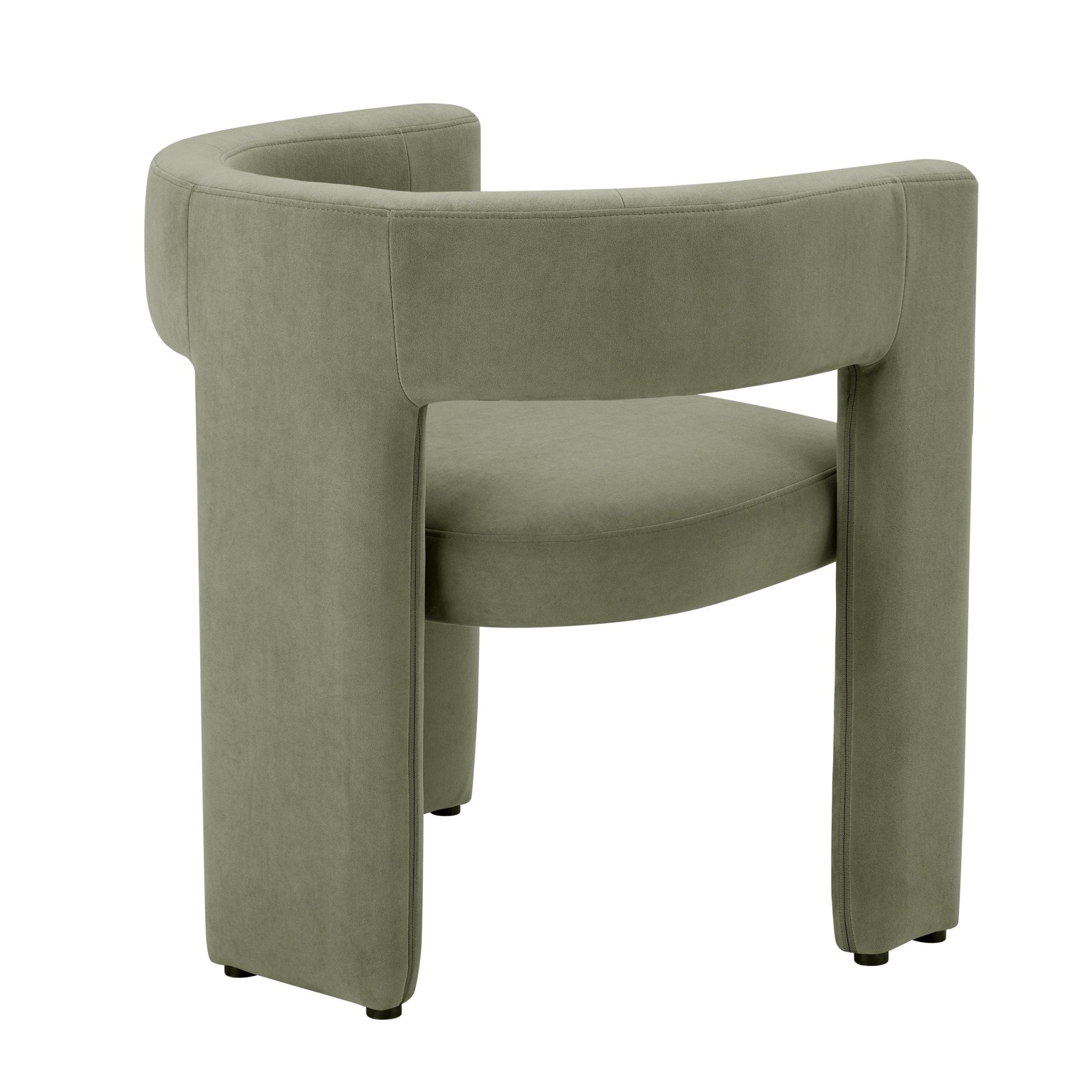 Chaise de salle à manger contemporaine en tissu vert sauge au design incurvé