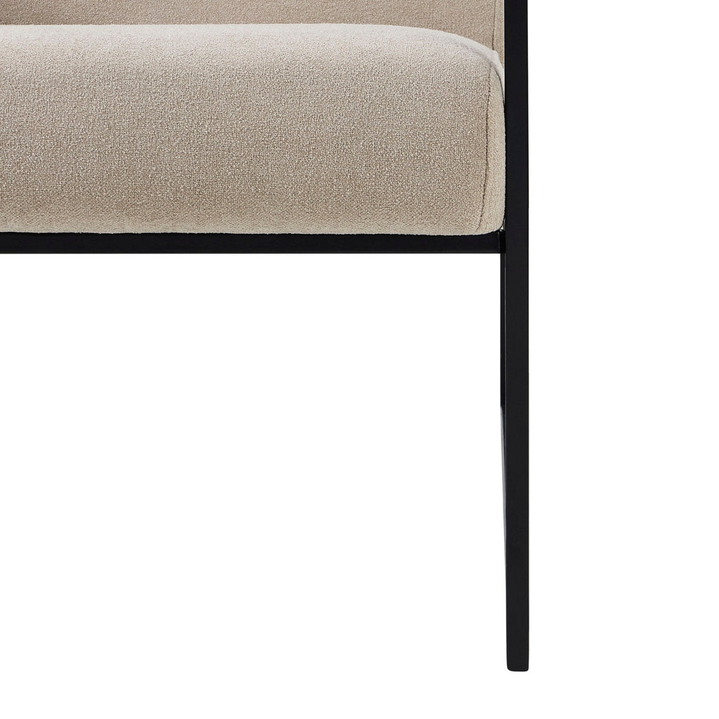 Fauteuil d'appoint moderne gris-beige en chenille avec design peu encombrant pour salon