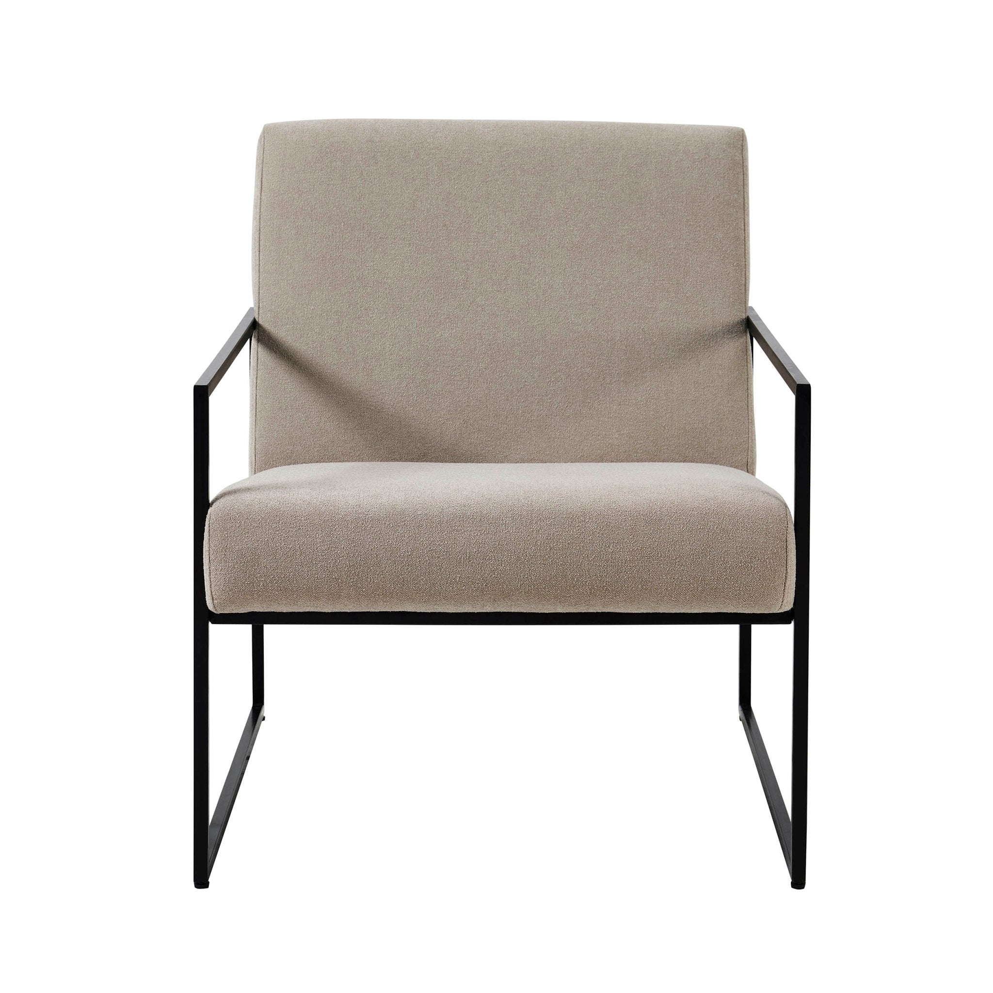 Fauteuil d'appoint moderne gris-beige en chenille avec design peu encombrant pour salon