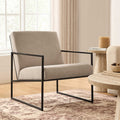 Fauteuil d'appoint moderne gris-beige en chenille avec design peu encombrant pour salon
