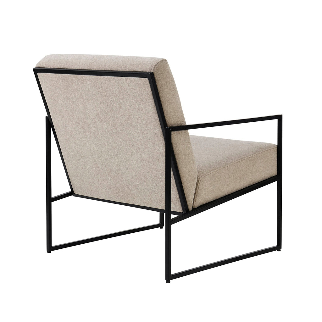 Fauteuil d'appoint moderne gris-beige en chenille avec design peu encombrant pour salon
