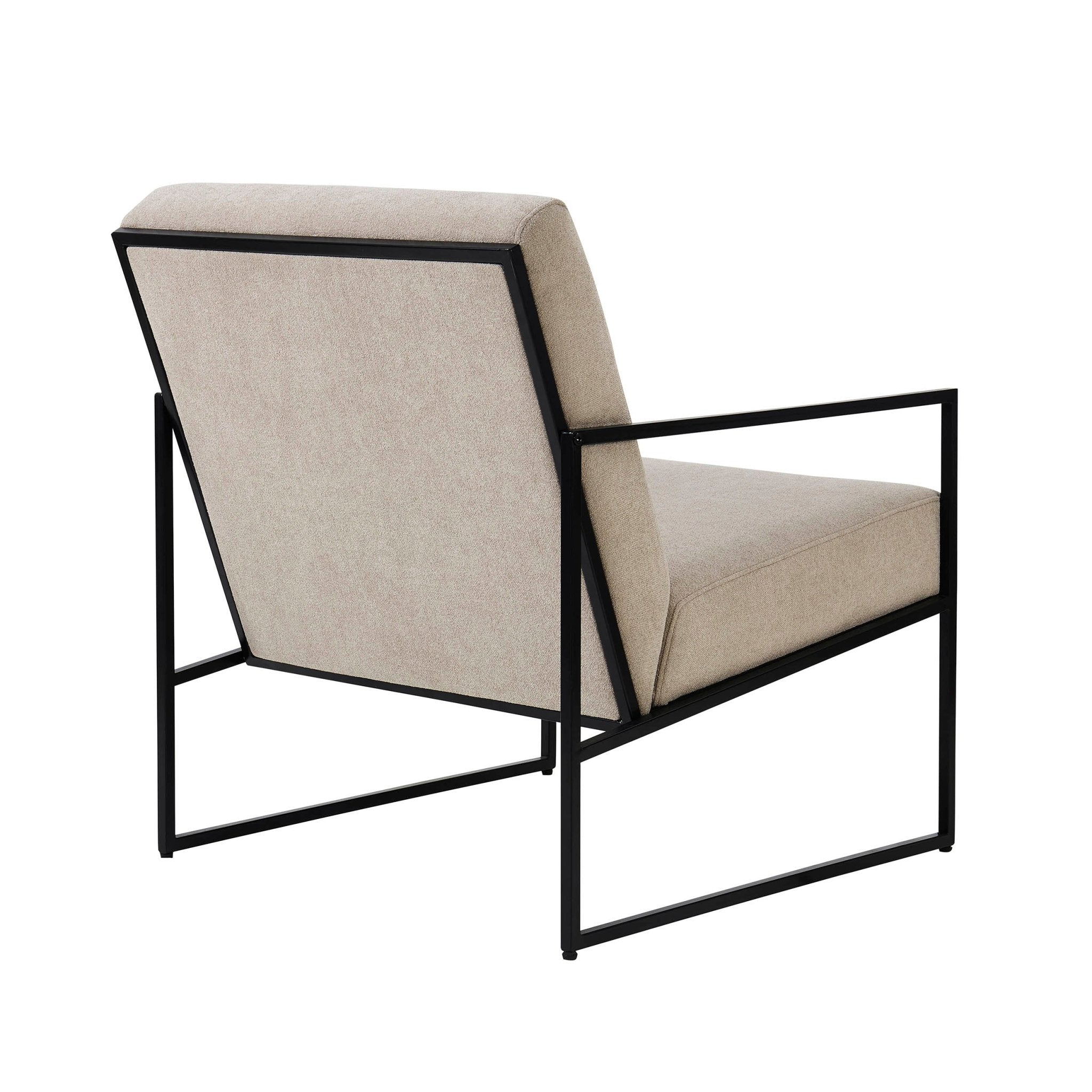 Fauteuil d'appoint moderne gris-beige en chenille avec design peu encombrant pour salon
