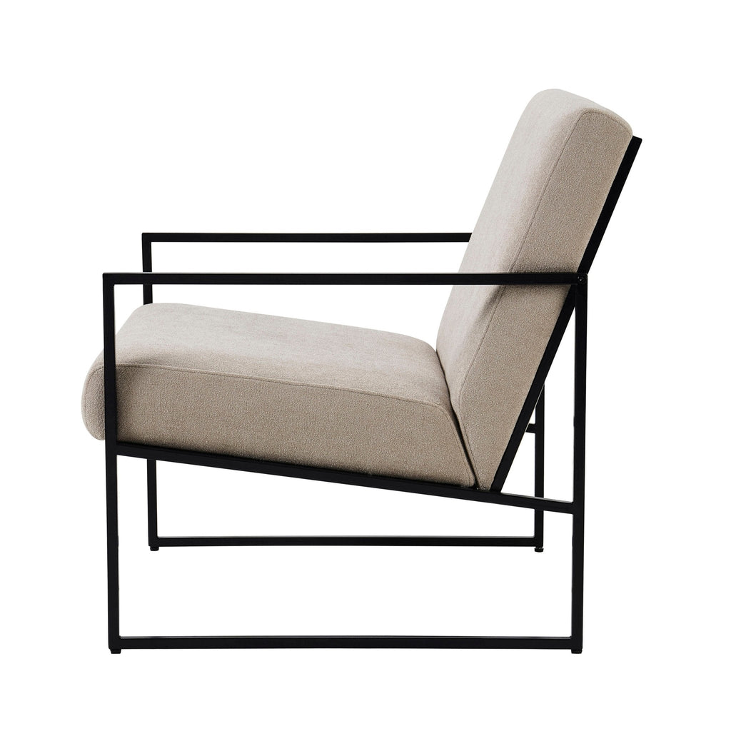 Fauteuil d'appoint moderne gris-beige en chenille avec design peu encombrant pour salon