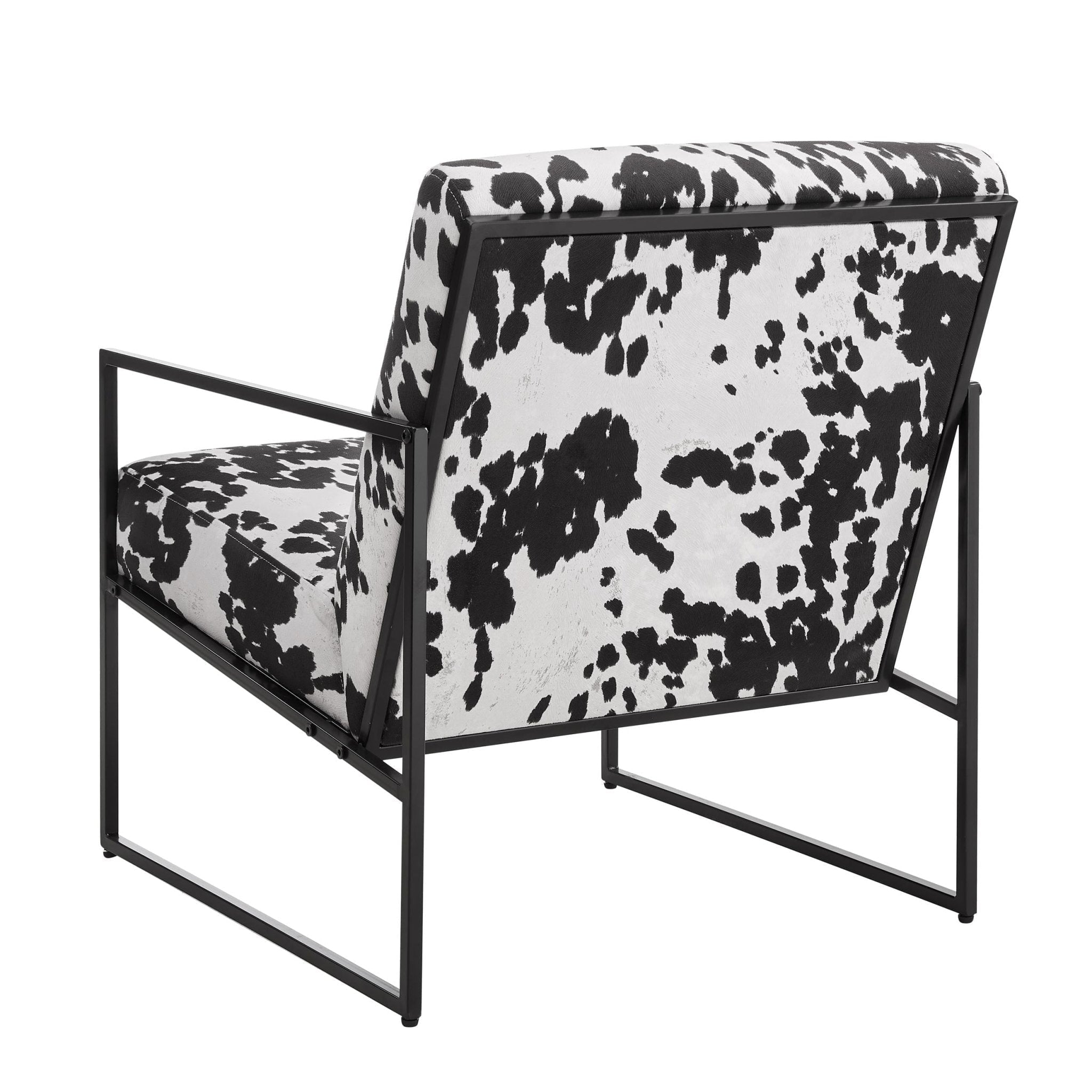 Fauteuil d'appoint éclectique en tissu imprimé vache avec motif audacieux pour salon