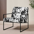Fauteuil d'appoint éclectique en tissu imprimé vache avec motif audacieux pour salon