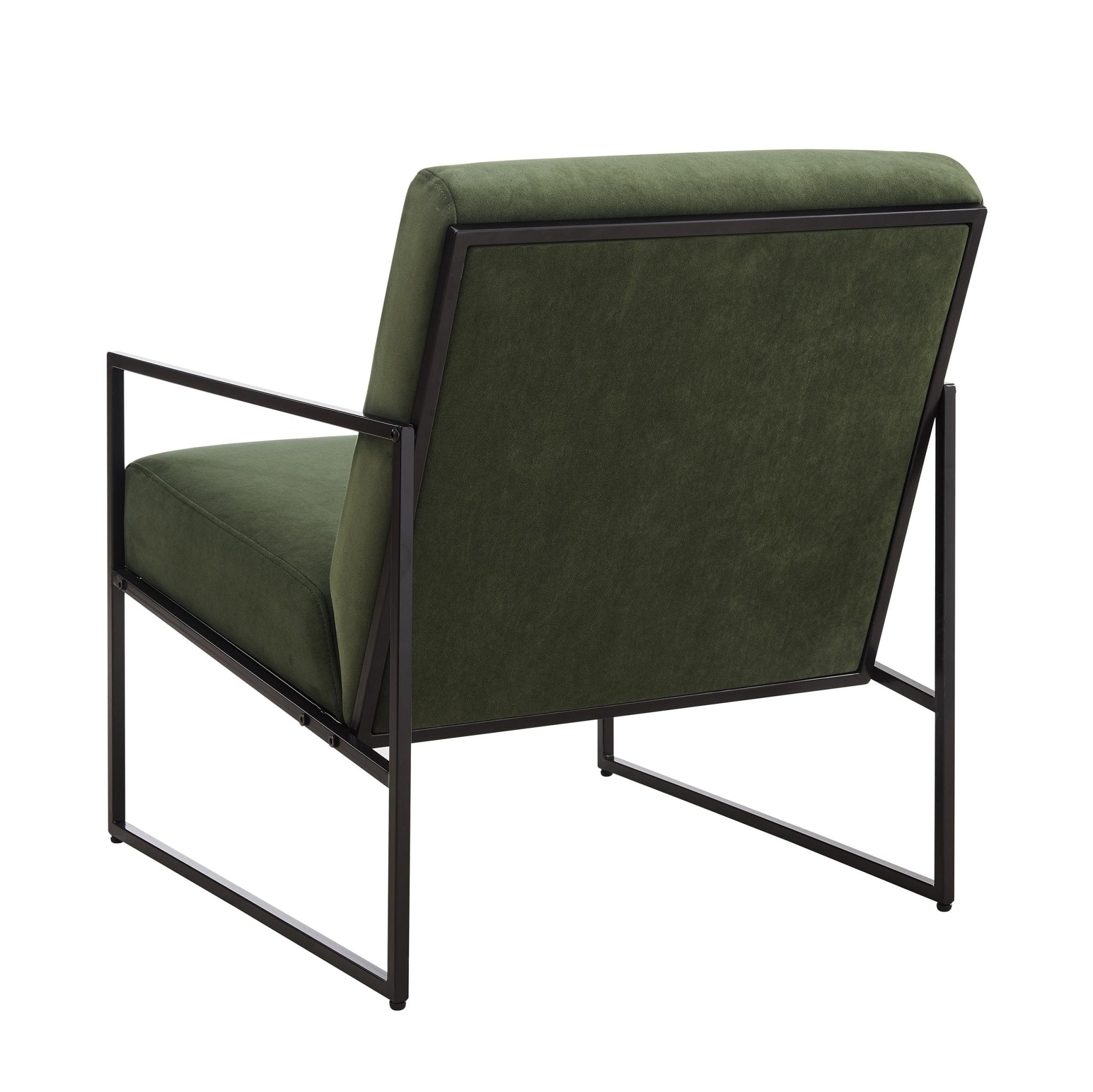 Fauteuil d'appoint moderne en tissu olive foncé avec un design peu encombrant pour le salon