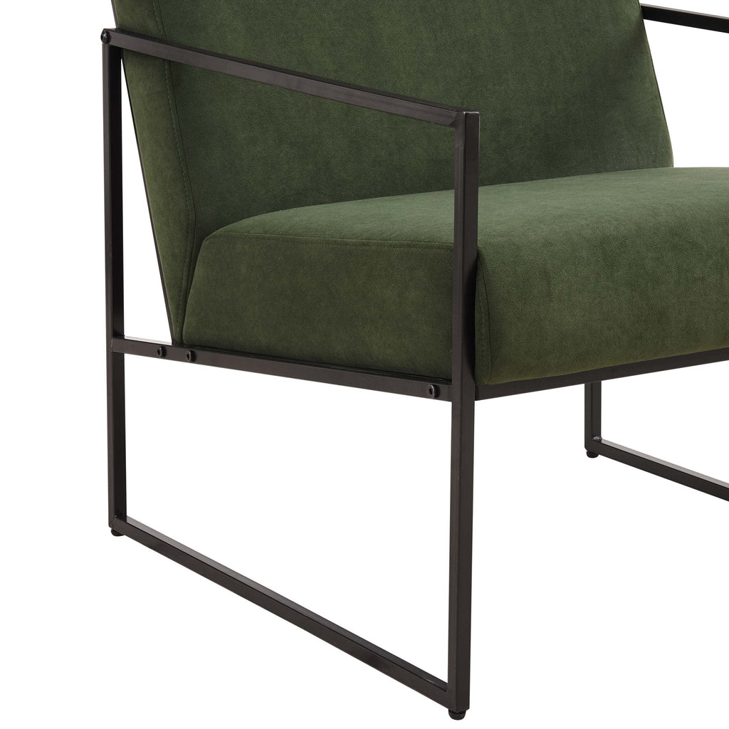 Fauteuil d'appoint moderne en tissu olive foncé avec un design peu encombrant pour le salon
