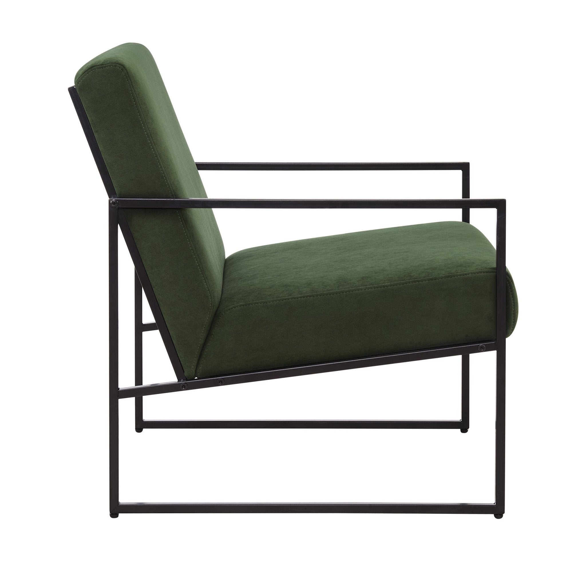 Fauteuil d'appoint moderne en tissu olive foncé avec un design peu encombrant pour le salon