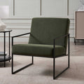 Fauteuil d'appoint moderne en tissu olive foncé avec un design peu encombrant pour le salon