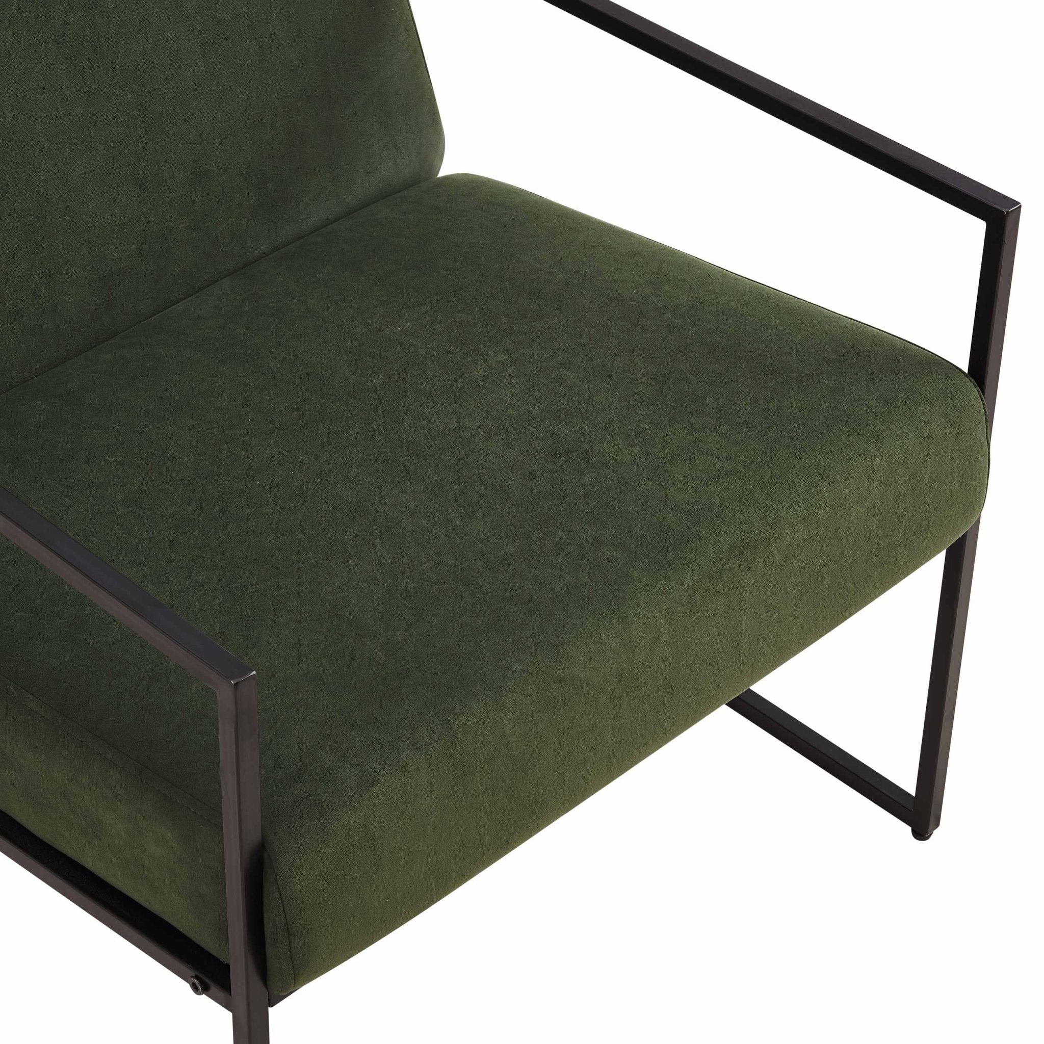 Fauteuil d'appoint moderne en tissu olive foncé avec un design peu encombrant pour le salon