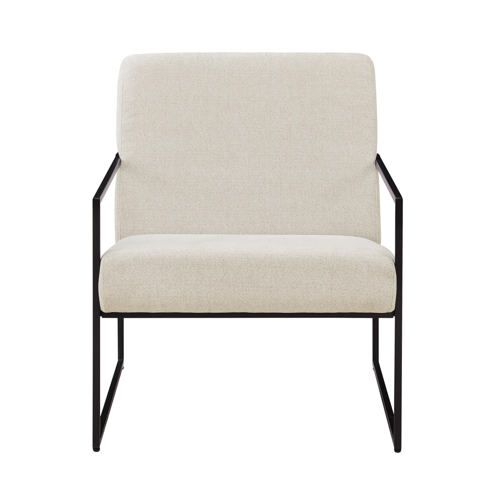 Fauteuil d'appoint moderne en tissu beige clair avec design compact pour salon