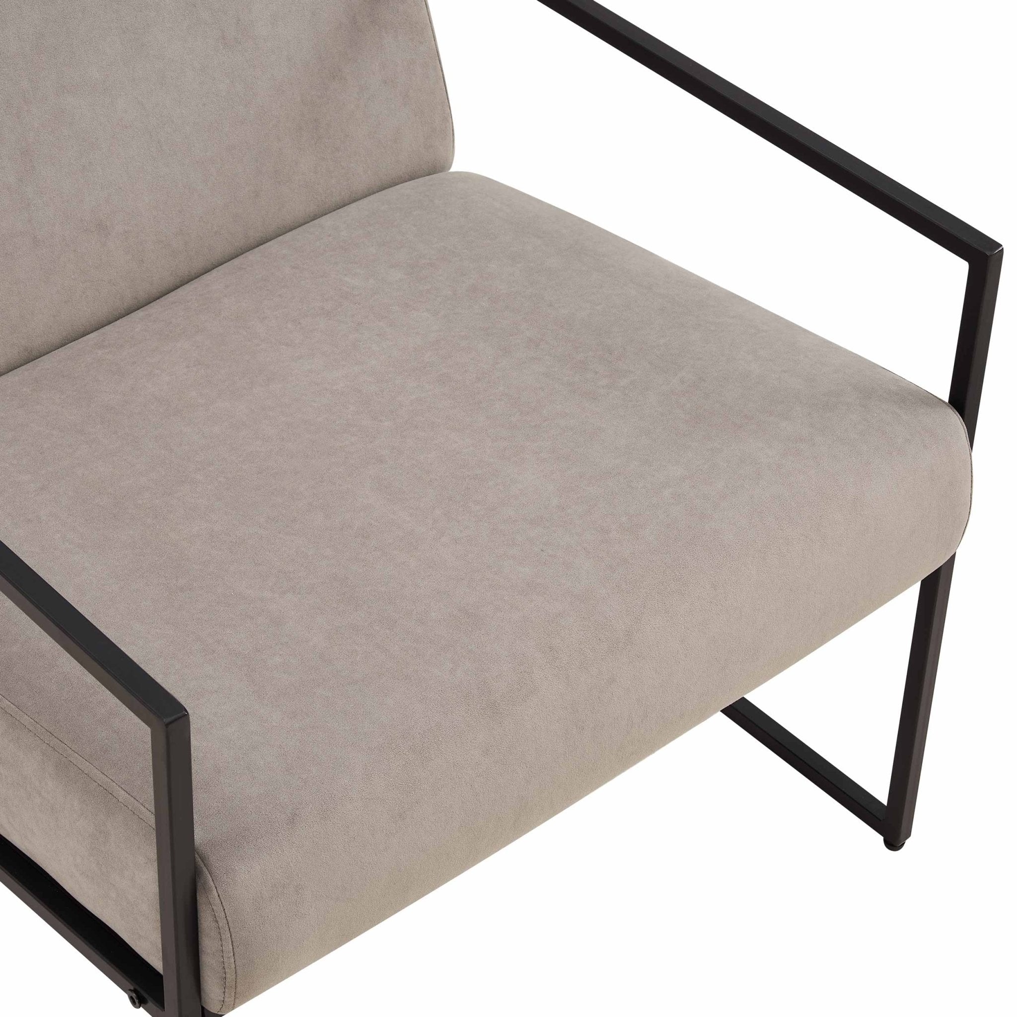 Fauteuil d'appoint moderne en tissu taupe avec design peu encombrant pour salon