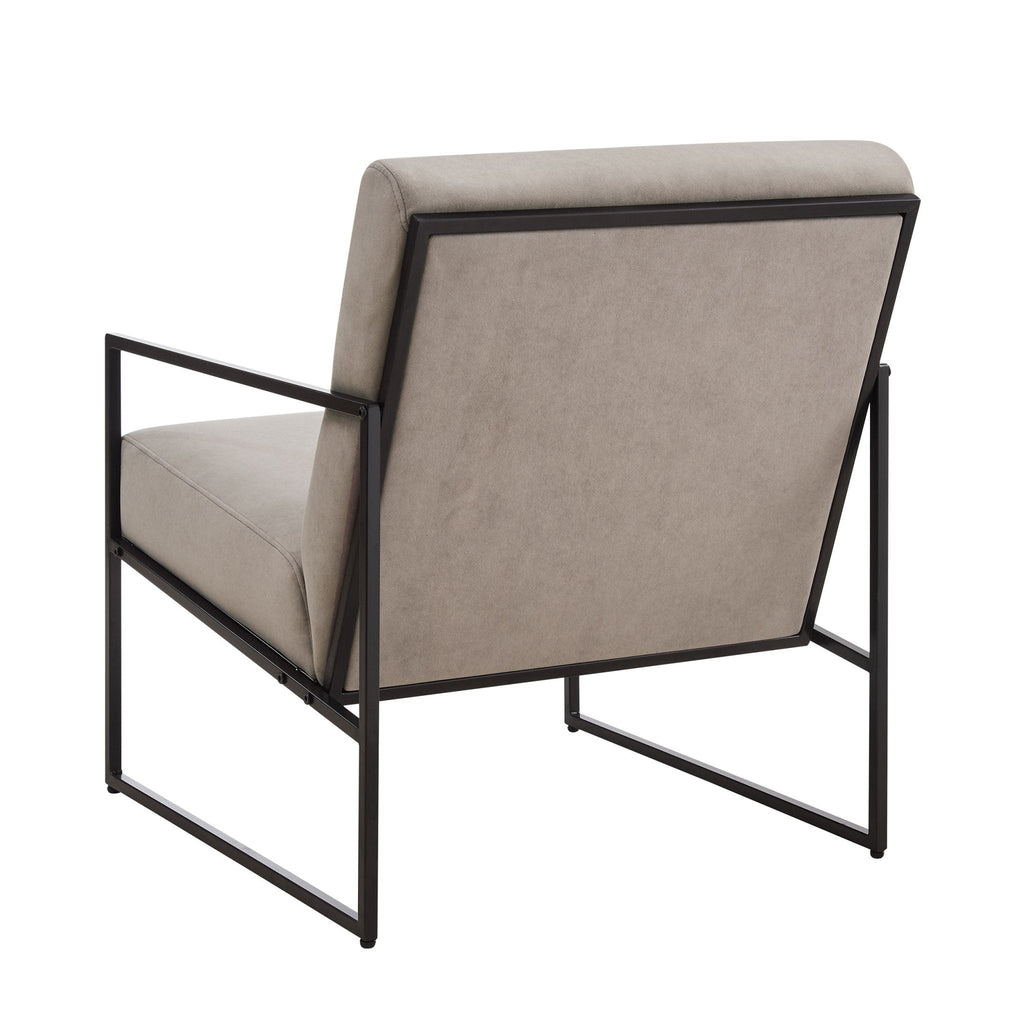 Fauteuil d'appoint moderne en tissu taupe avec design peu encombrant pour salon