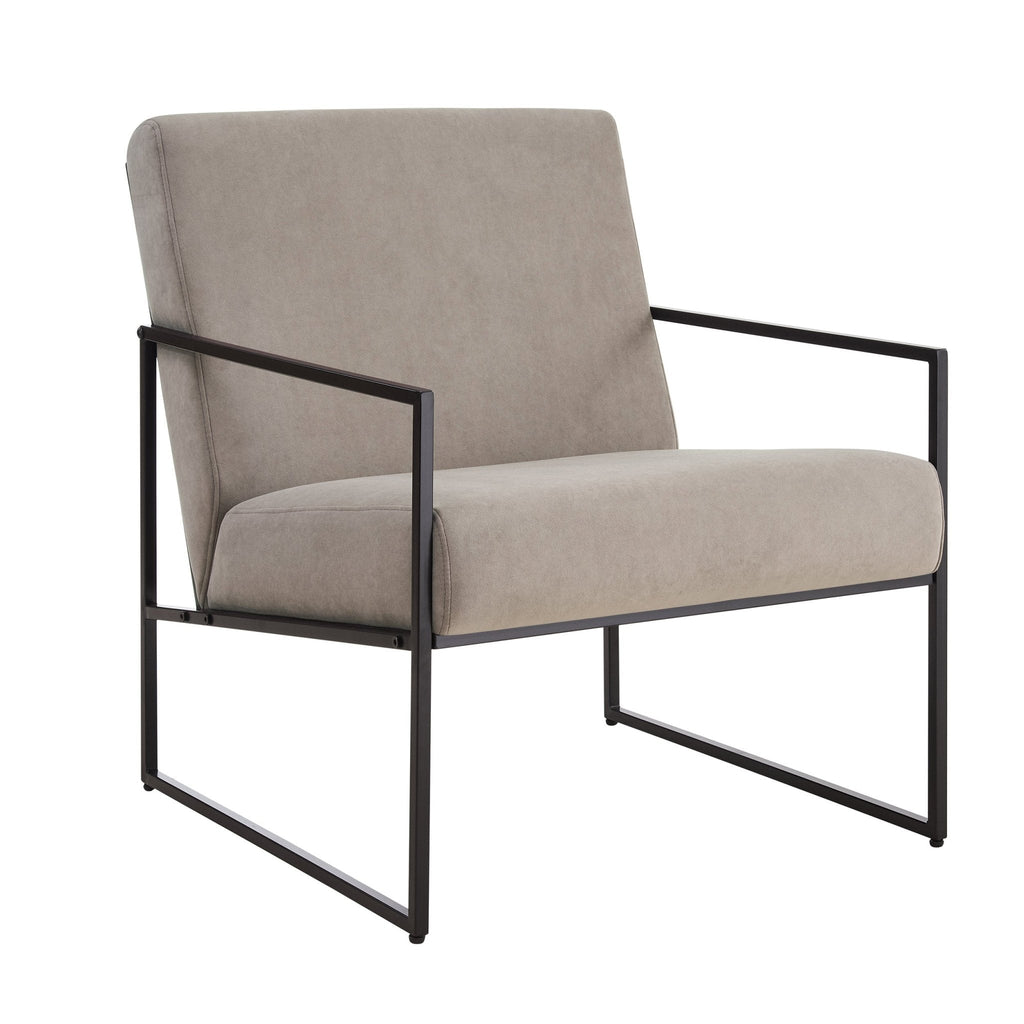 Fauteuil d'appoint moderne en tissu taupe avec design peu encombrant pour salon
