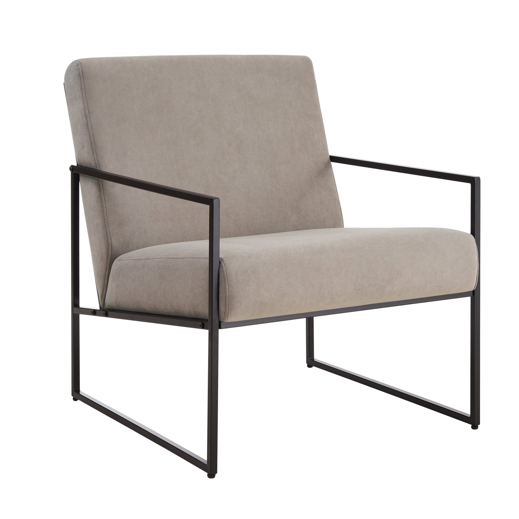 Fauteuil d'appoint moderne en tissu taupe avec design peu encombrant pour salon