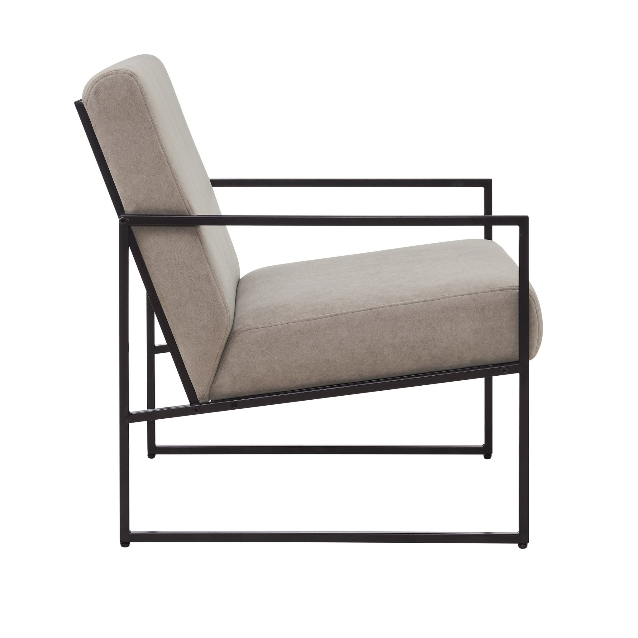 Fauteuil d'appoint moderne en tissu taupe avec design peu encombrant pour salon