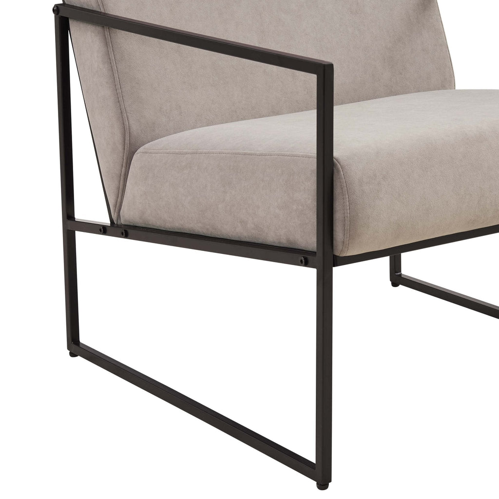 Fauteuil d'appoint moderne en tissu taupe avec design peu encombrant pour salon
