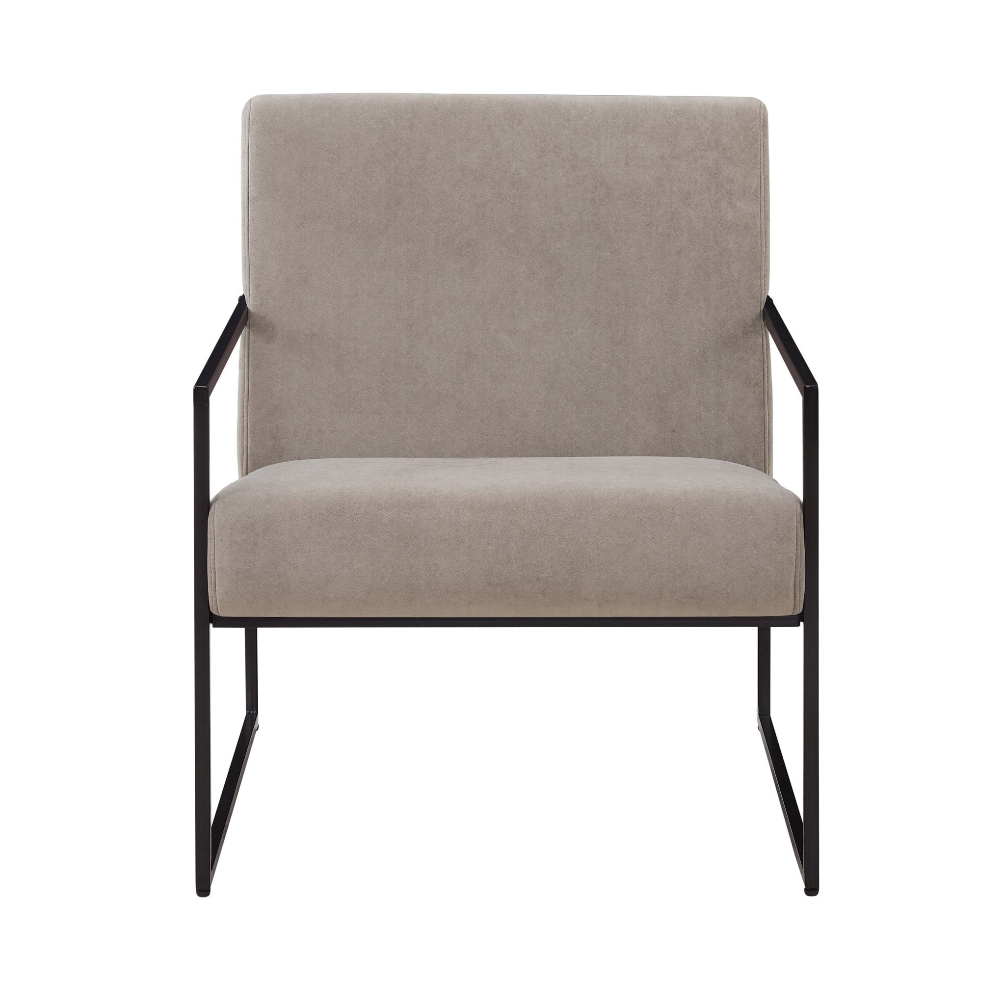 Fauteuil d'appoint moderne en tissu taupe avec design peu encombrant pour salon