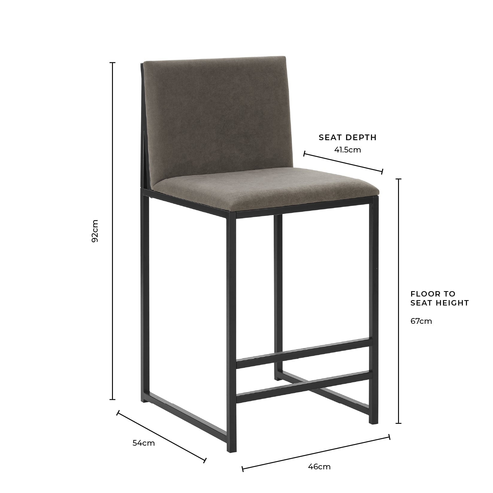 Tabouret de bar contemporain en chenille naturelle claire avec structure en métal noir pour cuisine