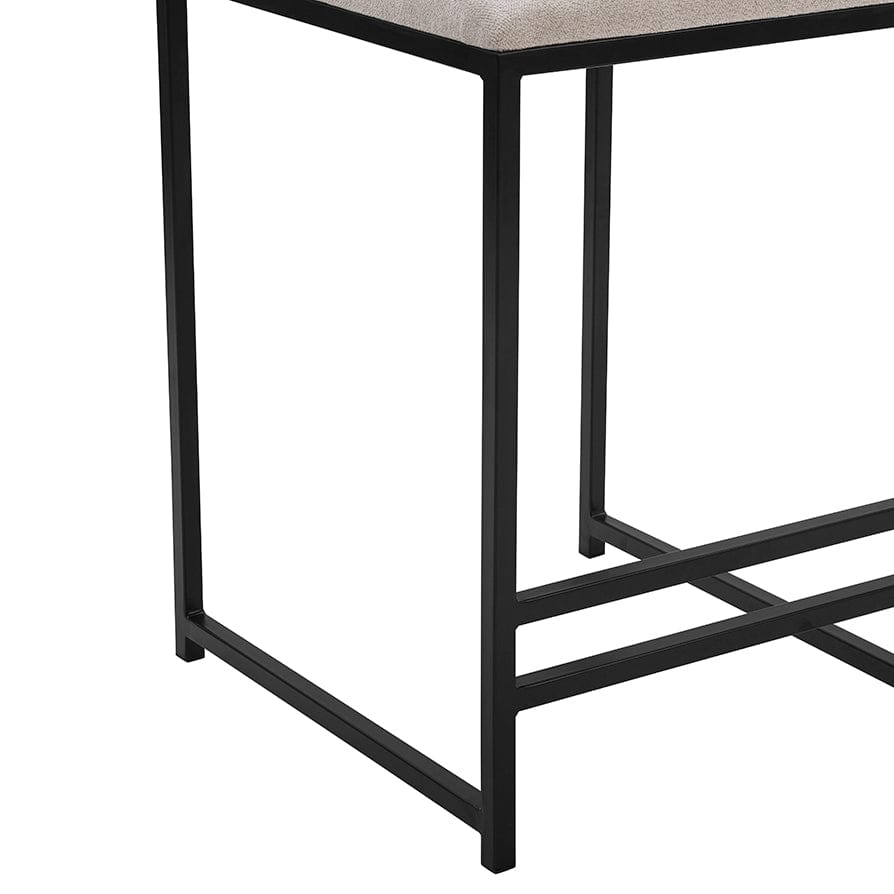 Tabouret de bar contemporain en chenille naturelle claire avec structure en métal noir pour cuisine