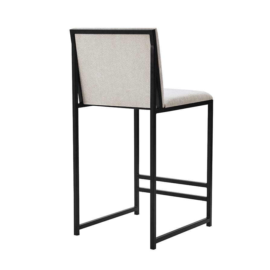 Tabouret de bar contemporain en chenille naturelle claire avec structure en métal noir pour cuisine