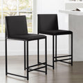 Tabouret de bar moderne en velours anthracite avec cadre en métal noir pour cuisine