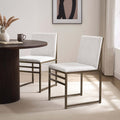 Chaise de salle à manger en bouclette ivoire moderne avec structure en métal noir