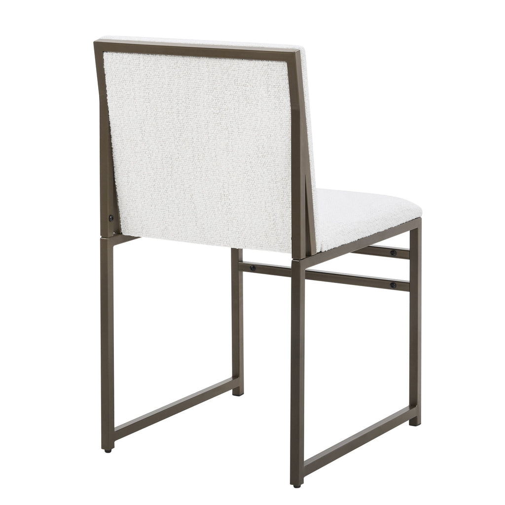 Chaise de salle à manger en bouclette ivoire moderne avec structure en métal noir