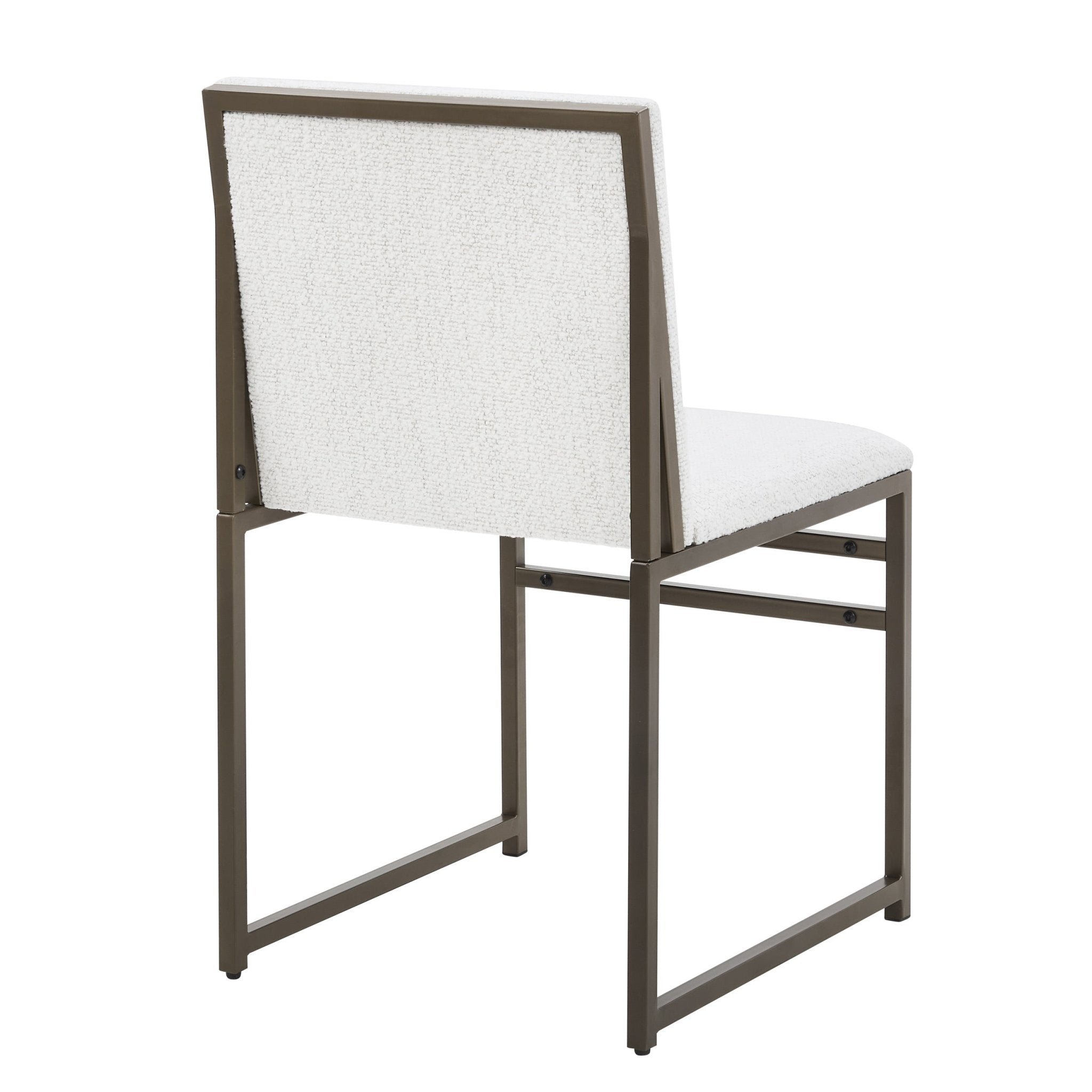 Chaise de salle à manger en bouclette ivoire moderne avec structure en métal noir