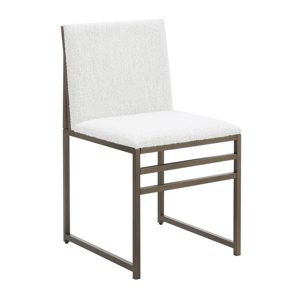 Chaise de salle à manger en bouclette ivoire moderne avec structure en métal noir