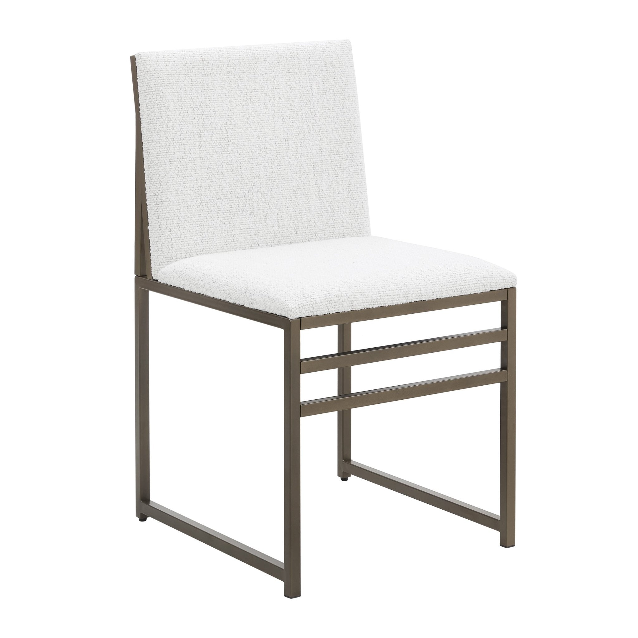 Chaise de salle à manger en bouclette ivoire moderne avec structure en métal noir