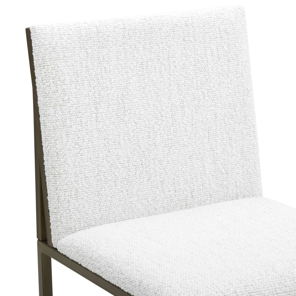 Chaise de salle à manger en bouclette ivoire moderne avec structure en métal noir