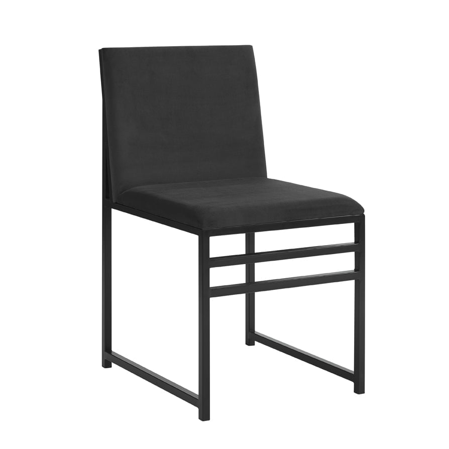 Chaise de salle à manger moderne en velours anthracite avec structure en métal noir