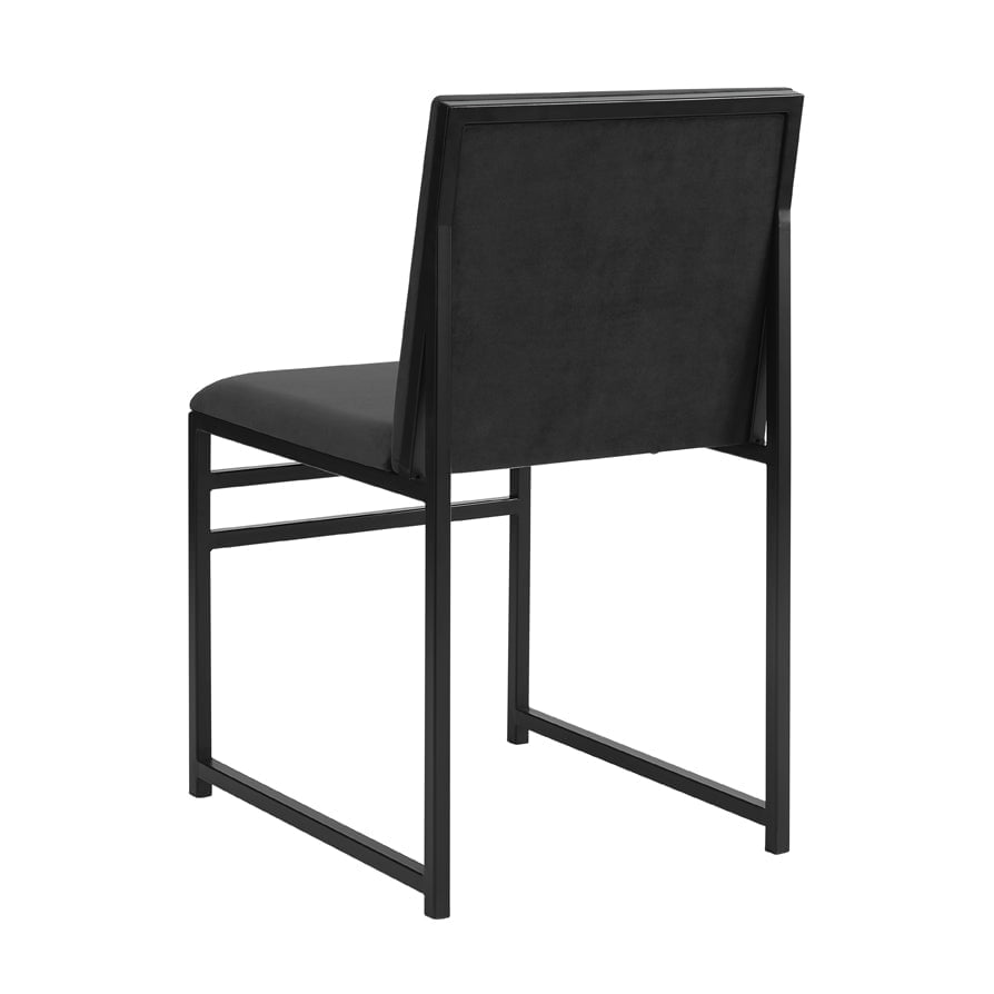 Chaise de salle à manger moderne en velours anthracite avec structure en métal noir