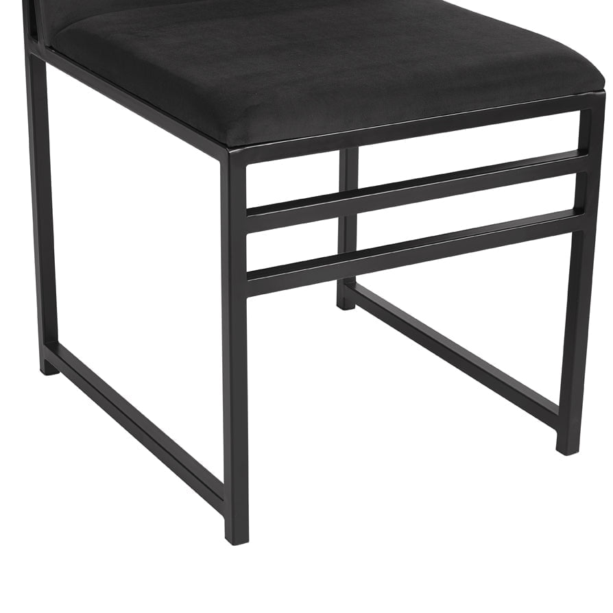 Chaise de salle à manger moderne en velours anthracite avec structure en métal noir