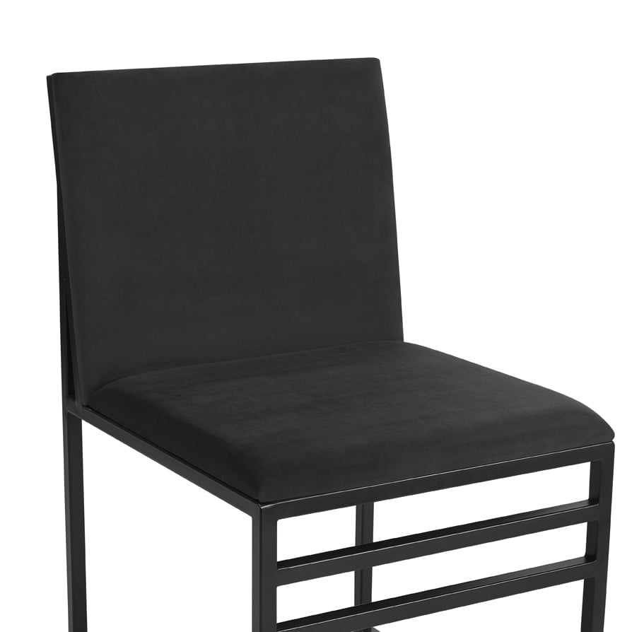Chaise de salle à manger moderne en velours anthracite avec structure en métal noir