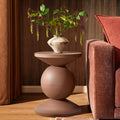 Table d'appoint tissée Boho Mocha avec finition texturée pour salon