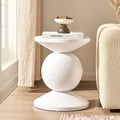 Table d'appoint bohème blanc cassé tressée avec finition texturée pour salon