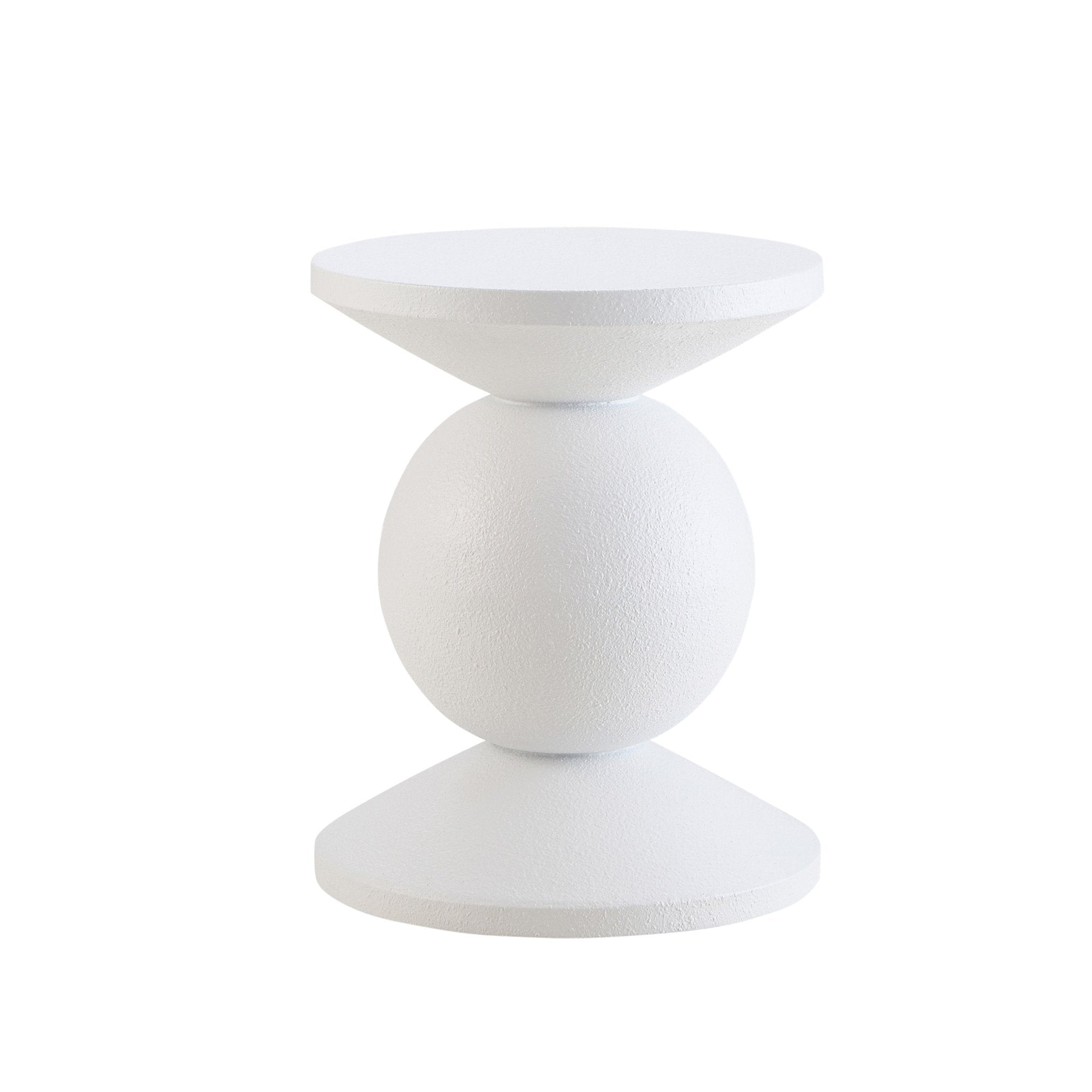 Table d'appoint bohème blanc cassé tressée avec finition texturée pour salon