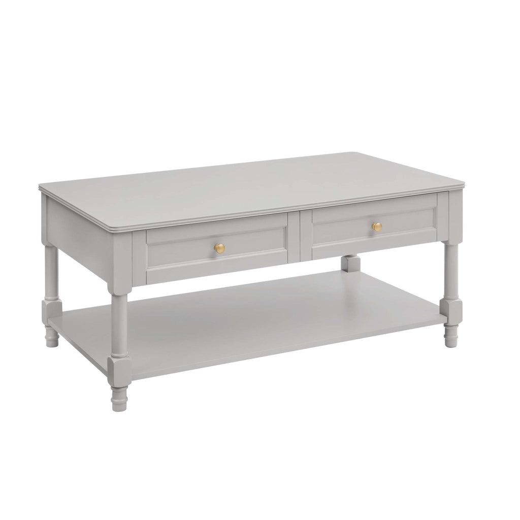 Table basse grise claire classique peinte avec tiroir de rangement pour le salon