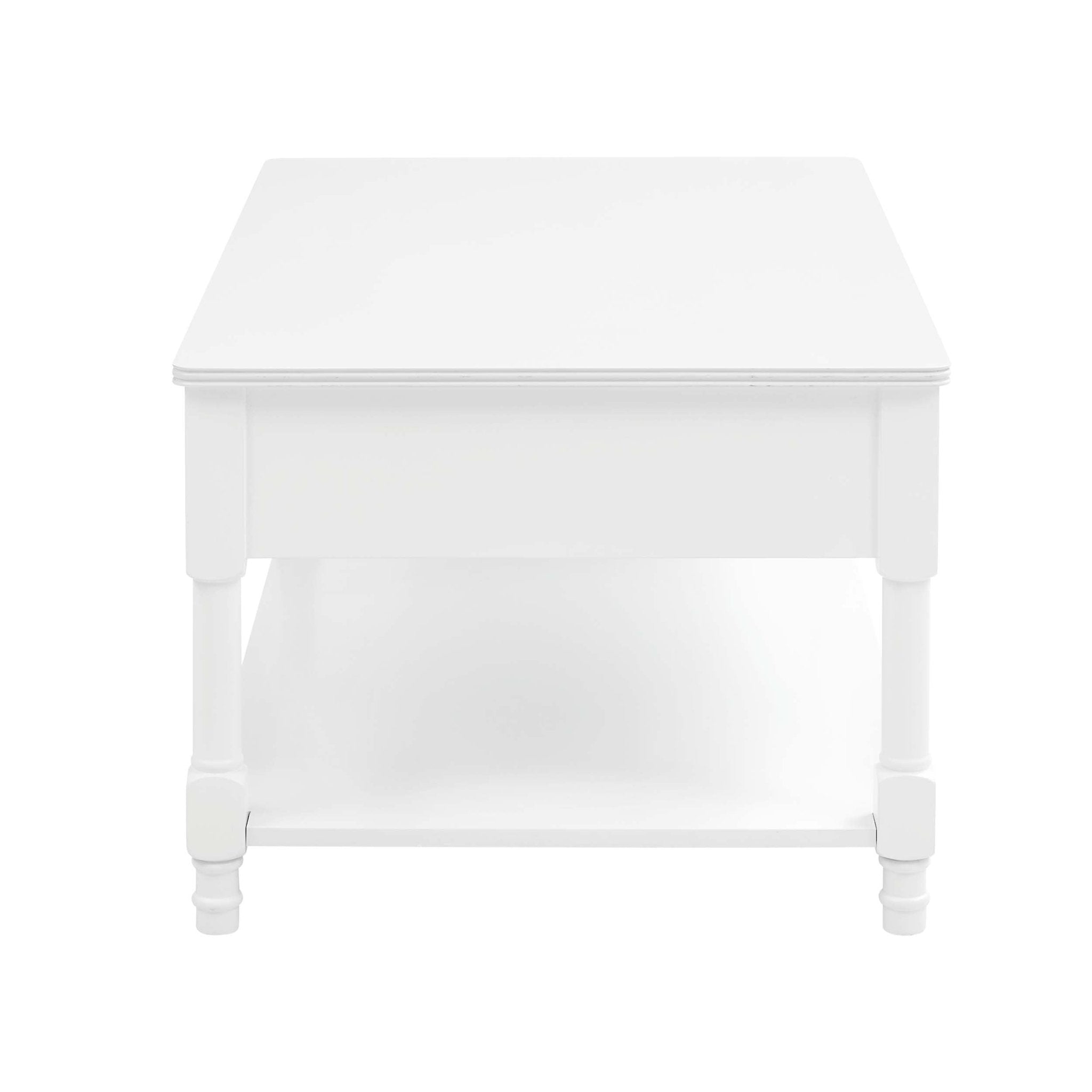 Table basse classique blanc chaud peinte avec tiroirs de rangement pour salon