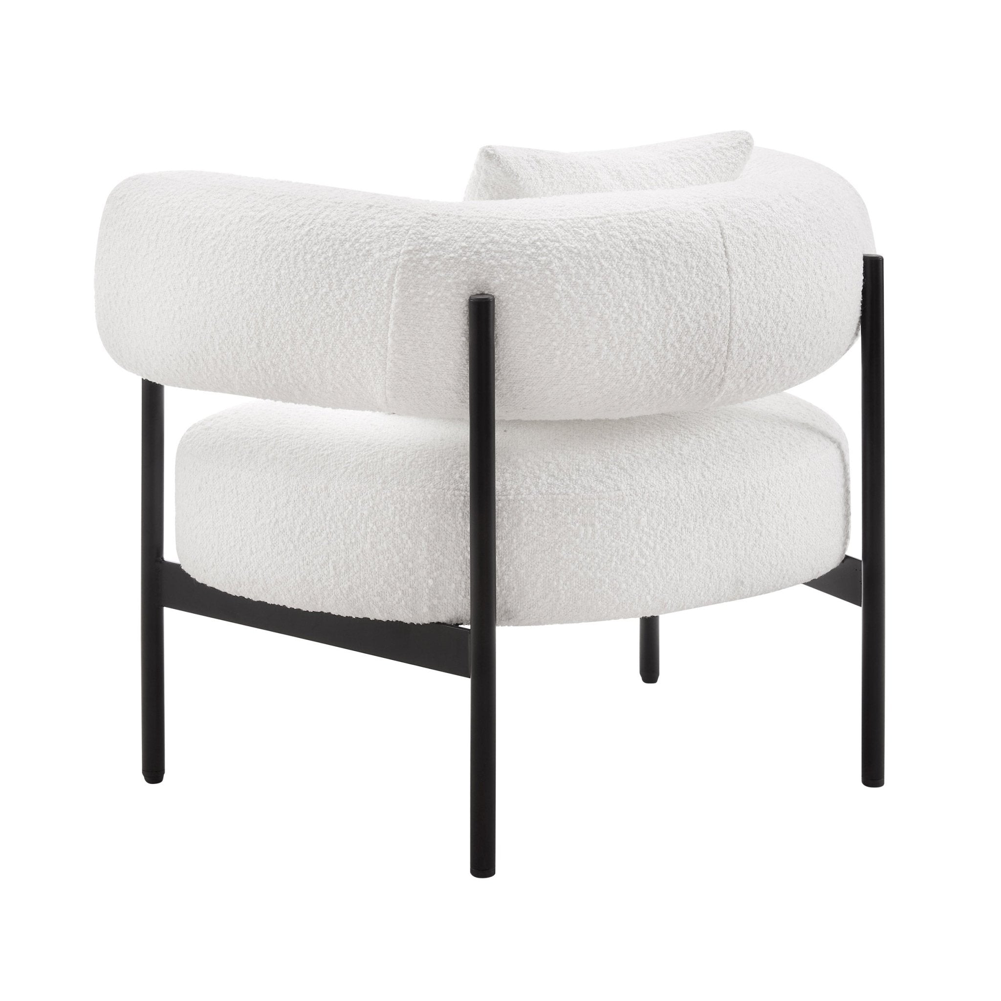 Fauteuil d'appoint moderne bouclé blanc cassé avec dossier incurvé pour salon