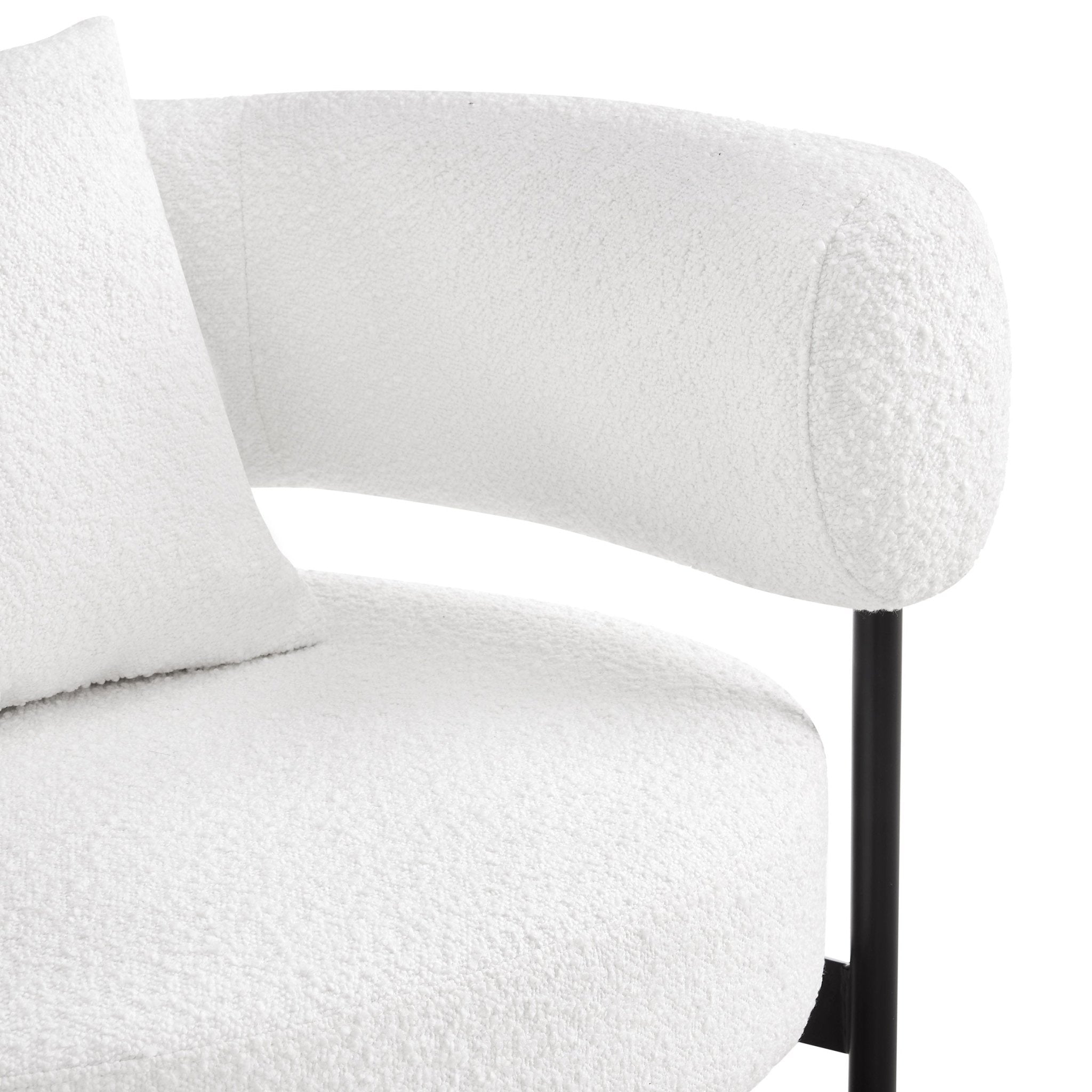 Fauteuil d'appoint moderne bouclé blanc cassé avec dossier incurvé pour salon