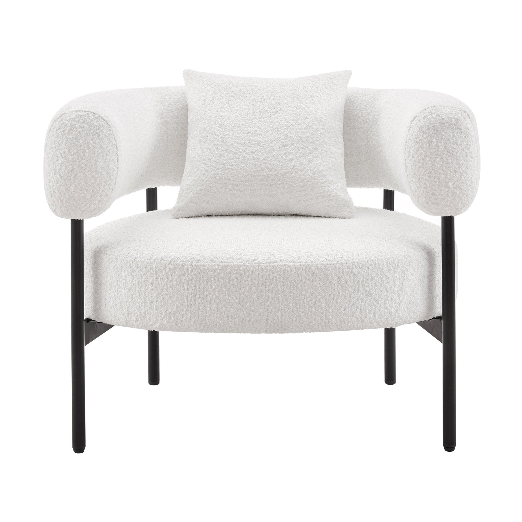 Fauteuil d'appoint moderne bouclé blanc cassé avec dossier incurvé pour salon