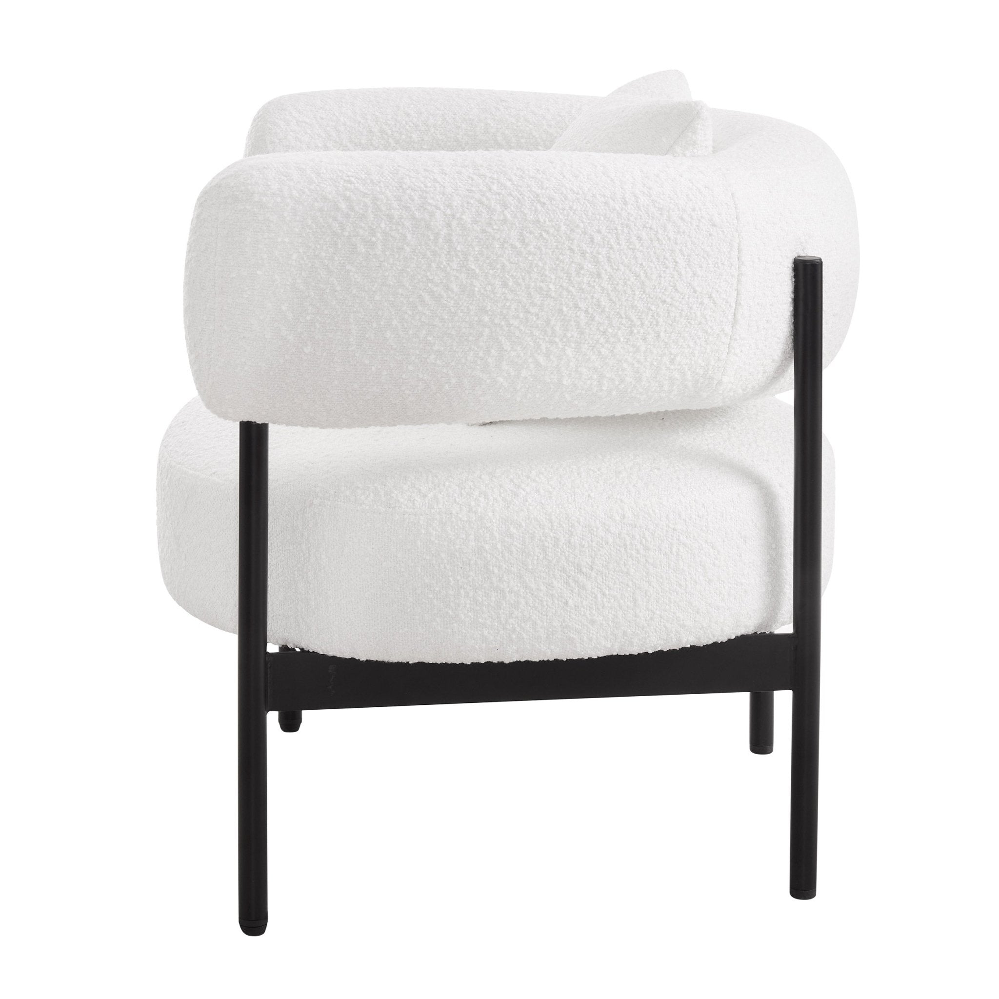Fauteuil d'appoint moderne bouclé blanc cassé avec dossier incurvé pour salon
