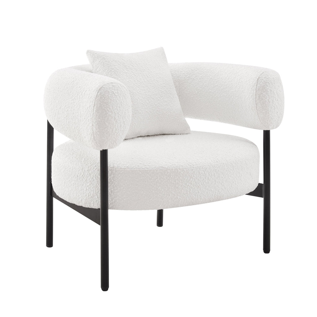 Fauteuil d'appoint moderne bouclé blanc cassé avec dossier incurvé pour salon