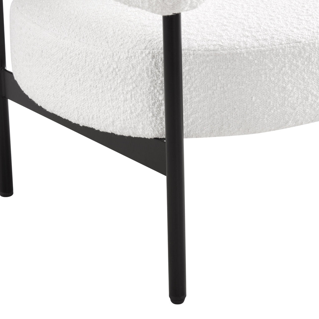 Fauteuil d'appoint moderne bouclé blanc cassé avec dossier incurvé pour salon