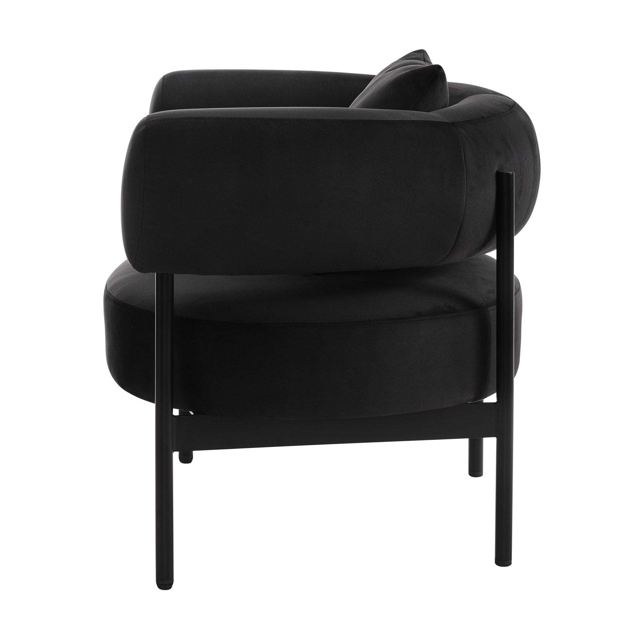 Fauteuil d'appoint contemporain en velours Ink avec dossier incurvé pour salon